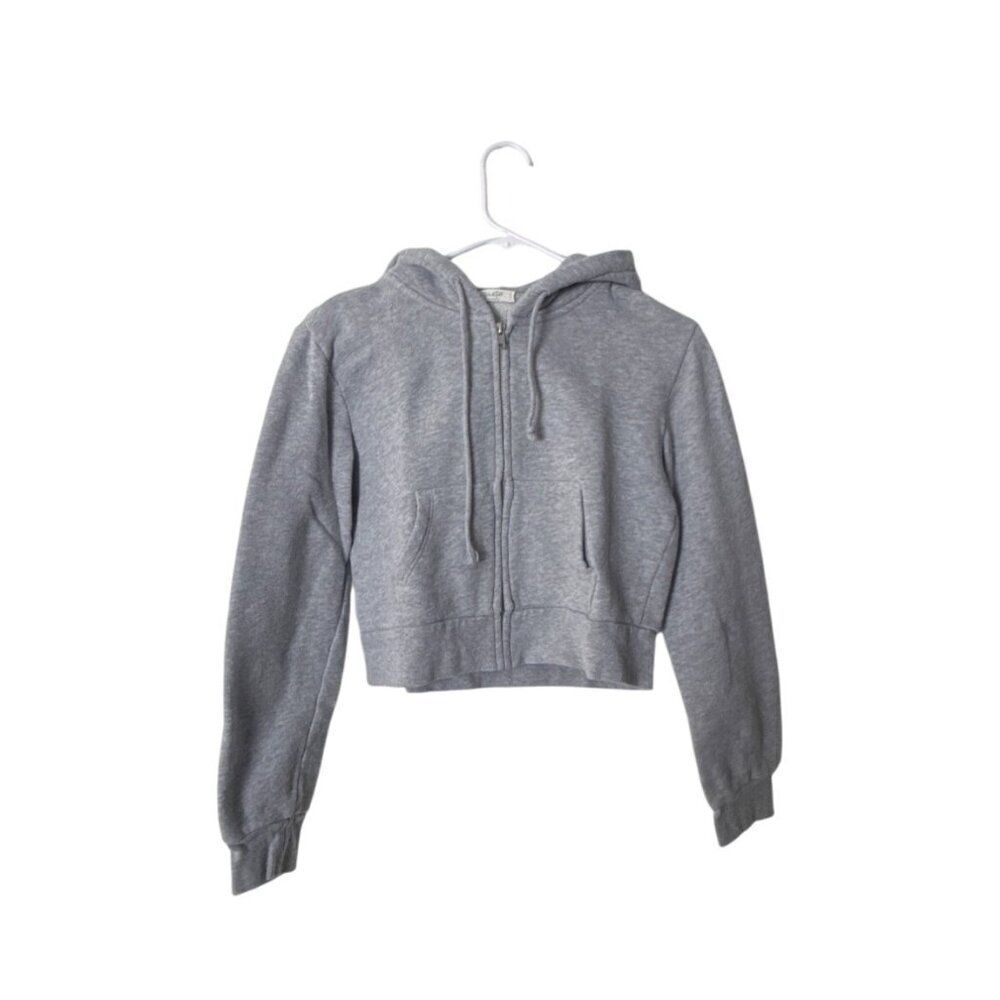 John Galt Gray Cropped Hoodie Jacket Womens